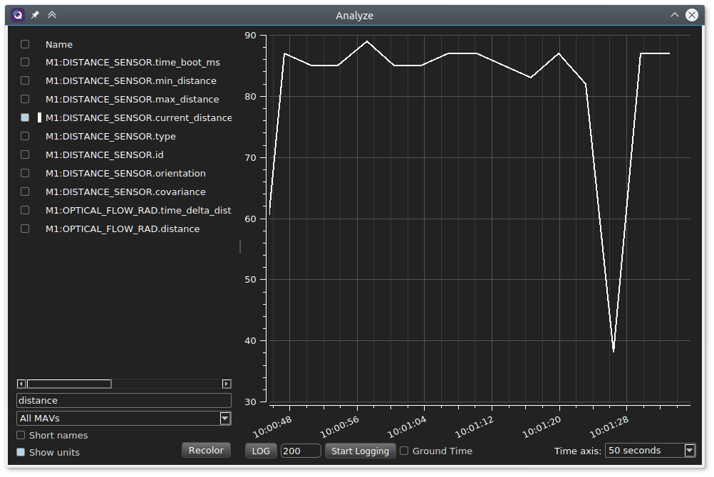 QGC Analyze DISTANCE_SENSOR value